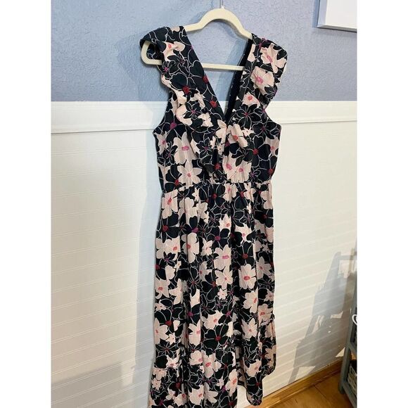 Who What Wear Black Floral Midi Dress - Picture 10 of 11
